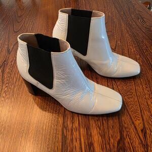 Rag & Bone Aslen patent leather Preppy boots white black SZ 36.5 Italian US 6